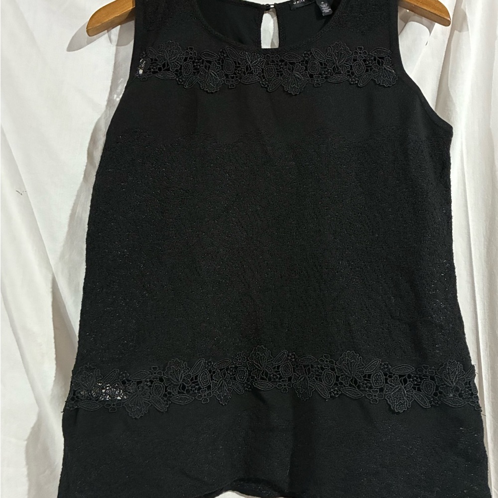 White House Black Market Black Lace Detail Top